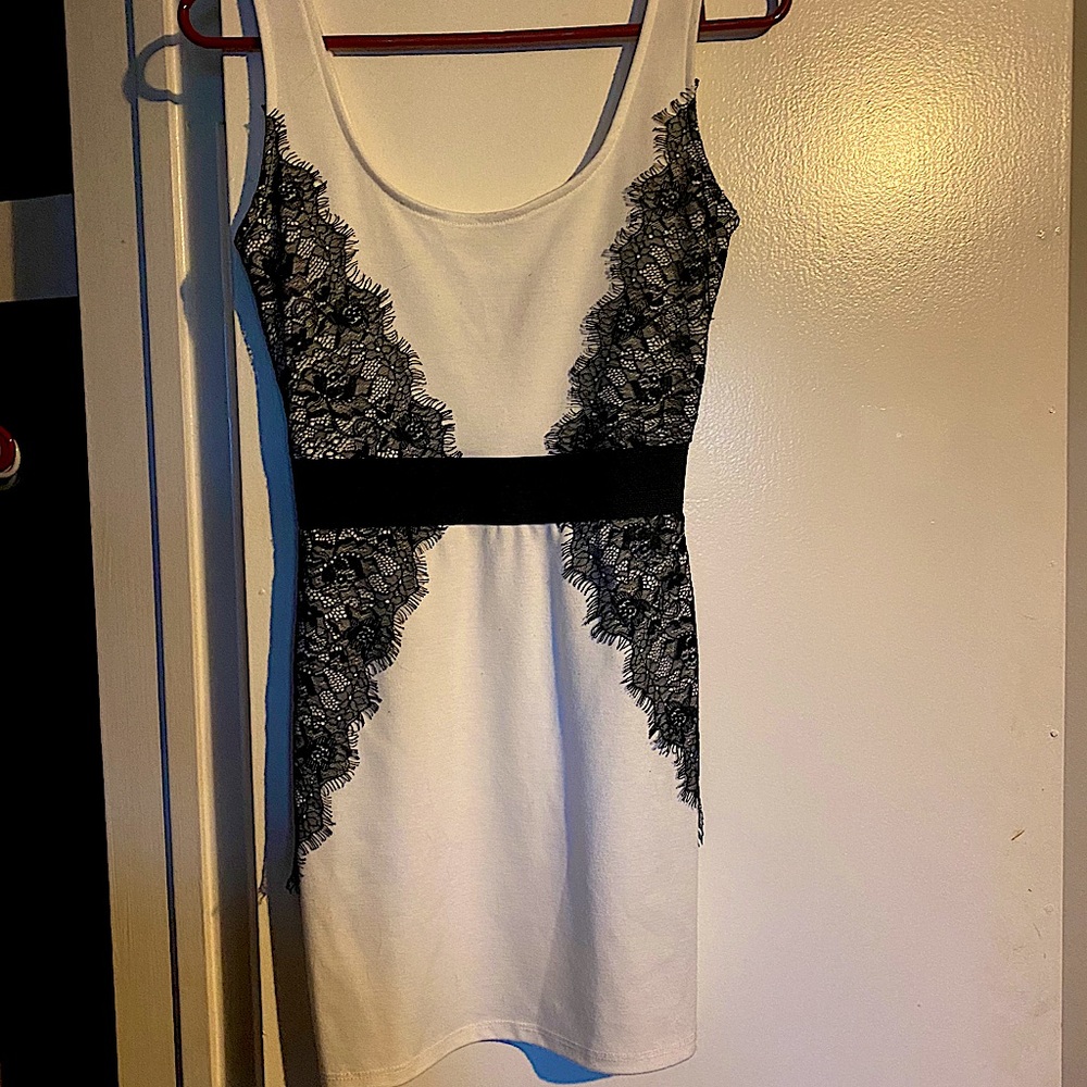 Lace black white dress